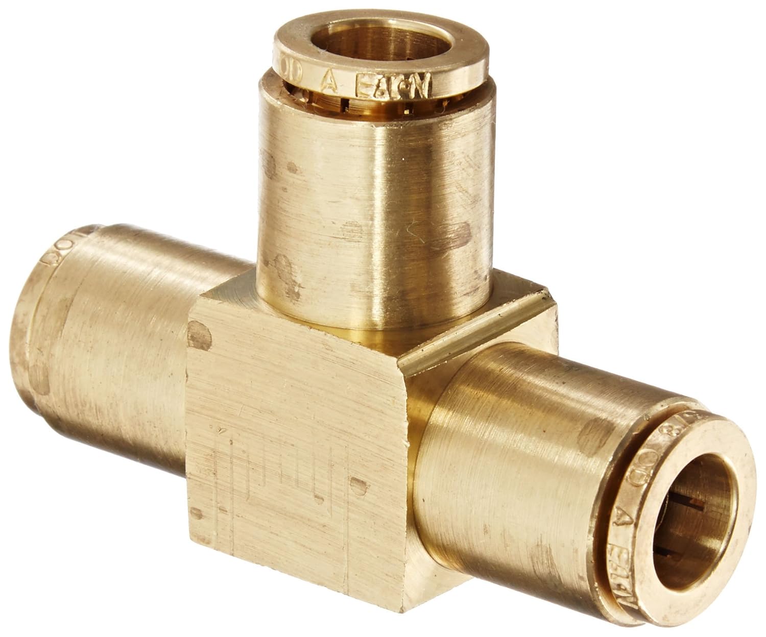 Eaton Weatherhead 1864X6 Brass CA360 D.O.T. Air Brake Tube Fitting, Union Tee, 3/8 Tube OD