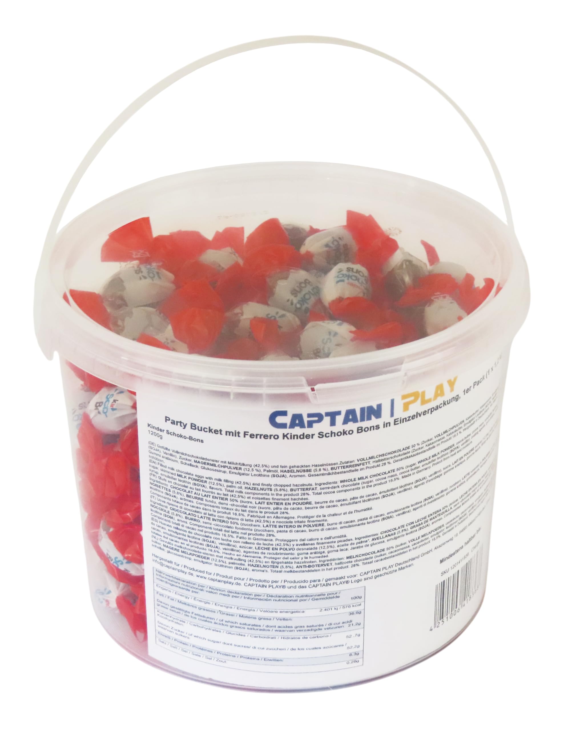 Party Bucket mit Ferrero Kinder Schoko Bons in Einzelverpackung, 1er Pack (1 x 1,2 kg)
