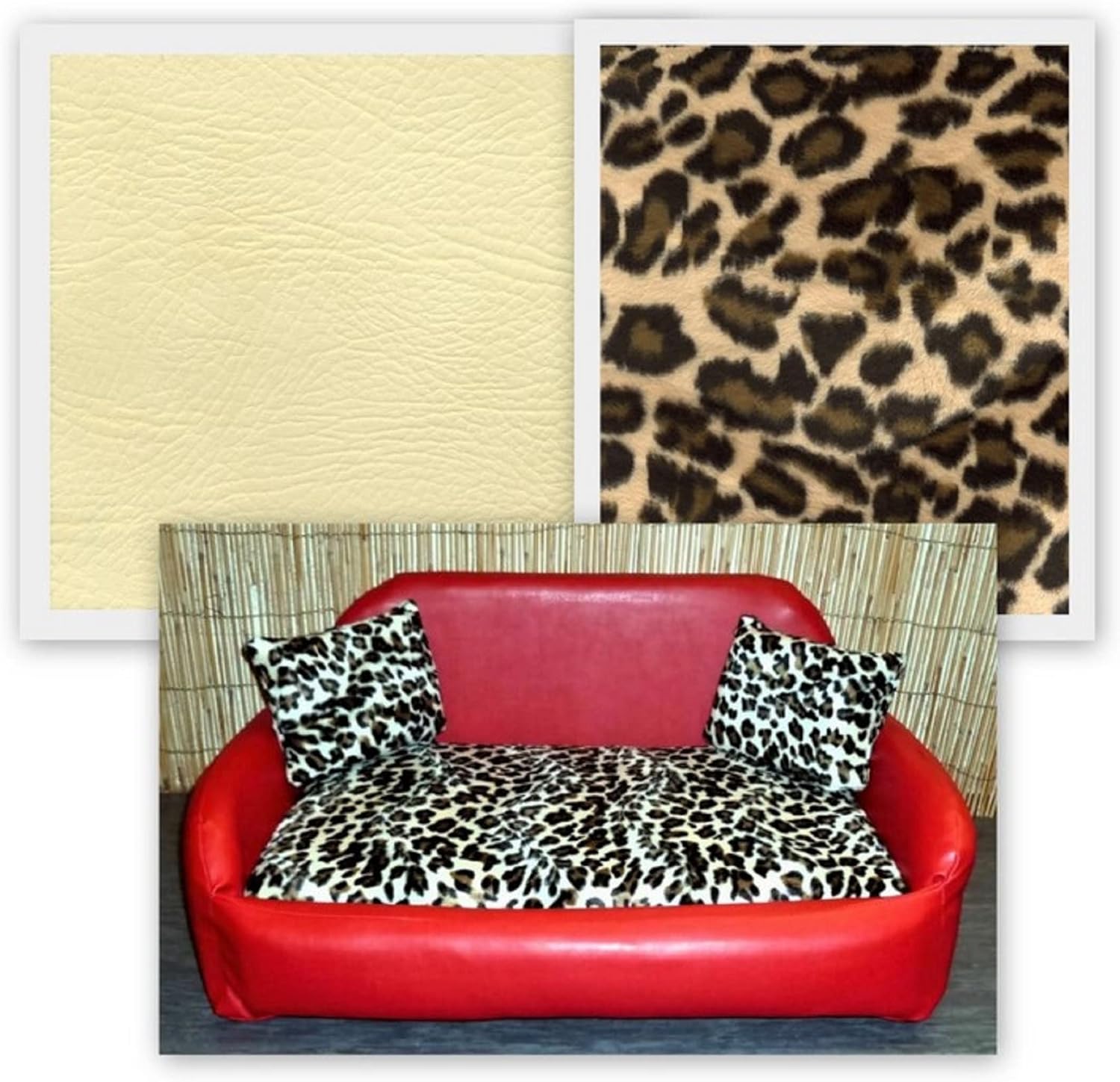 Zippy Faux Leather Sofa Pet Dog Bed Medium Cream