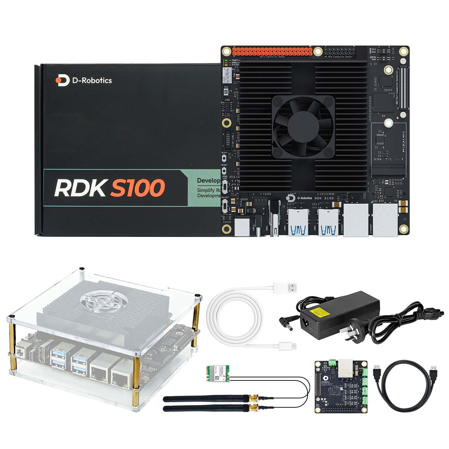 Yahboom RDK S100 80TOPS Performance-Enhanced,Python Programming, with MCU Expansion Board/Acrylic Case/Wireless Network Card,for Robot Development Sensor Integration