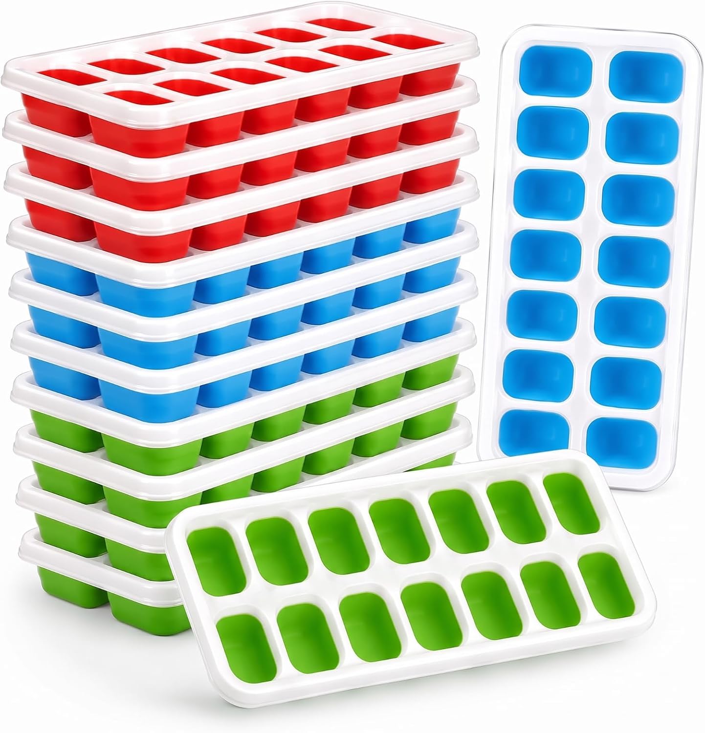 Honeydak 10 Pack Ice Cube Trays with Lids, 14 Cubes Easy Release