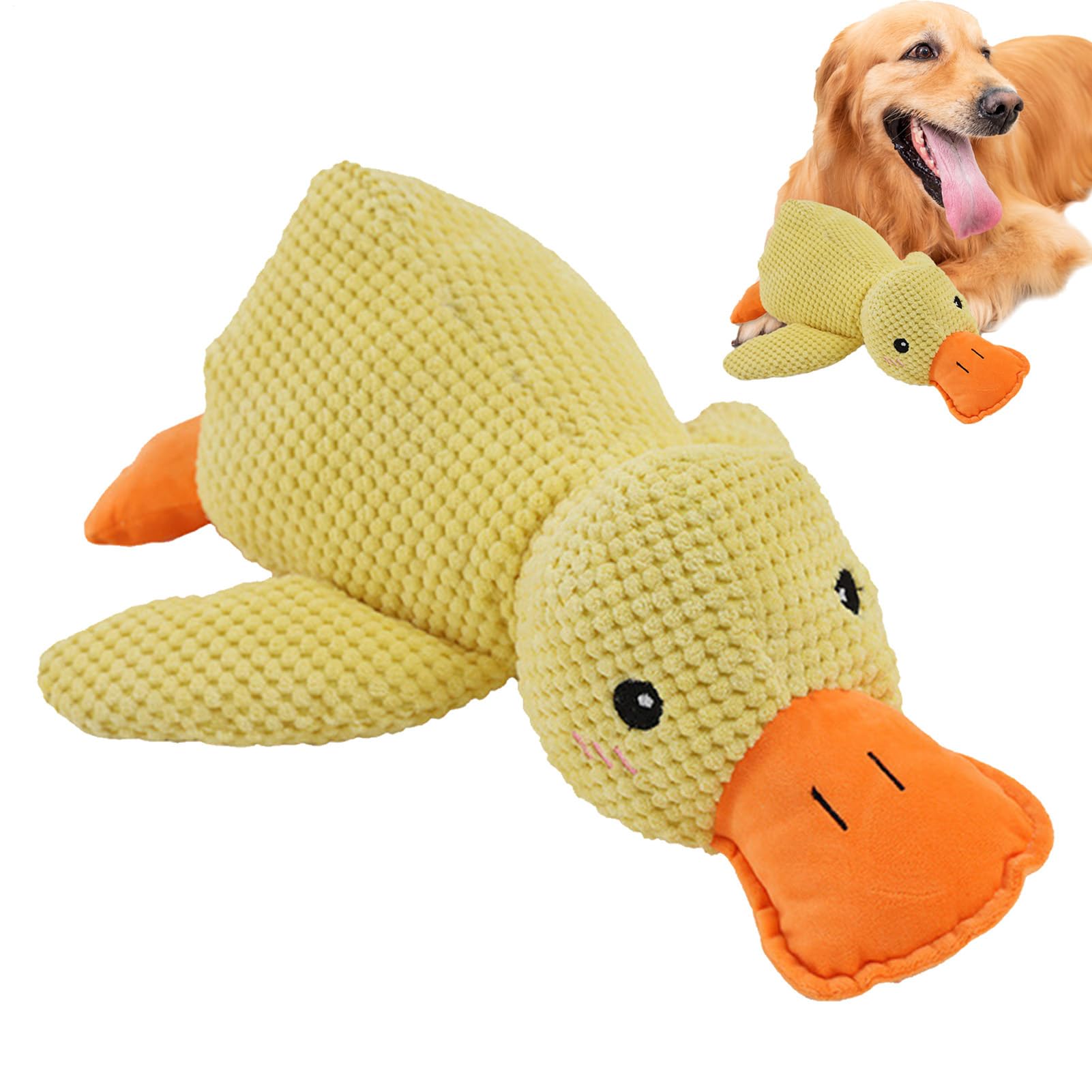 2x Mellow Dog Calming Duck Dog Toy, New Upgraded Paw Love Calming Duck Toy For Dogs, Squeak Dogs Toys To Help With Chewing For Boredom, Large Medium Puppy Toys For Indoor Chew And Teeth Cleaning