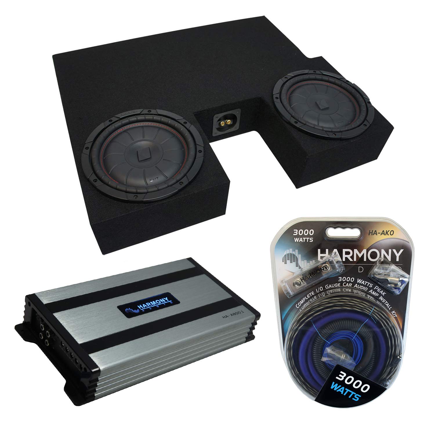 Harmony Audio Compatible with 2007-2013 Toyota Tundra Double Cab Truck Kicker Bundle CompVT CVT10 Dual 10