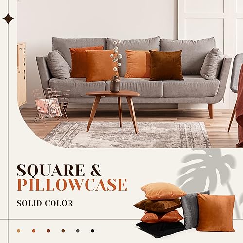 Miniatura 7 de Remagr Juego de 6 fundas de almohada decorativas de terciopelo, fundas de almohada cuadradas y suaves, fundas de cojín para sofá, cama, automóvil,