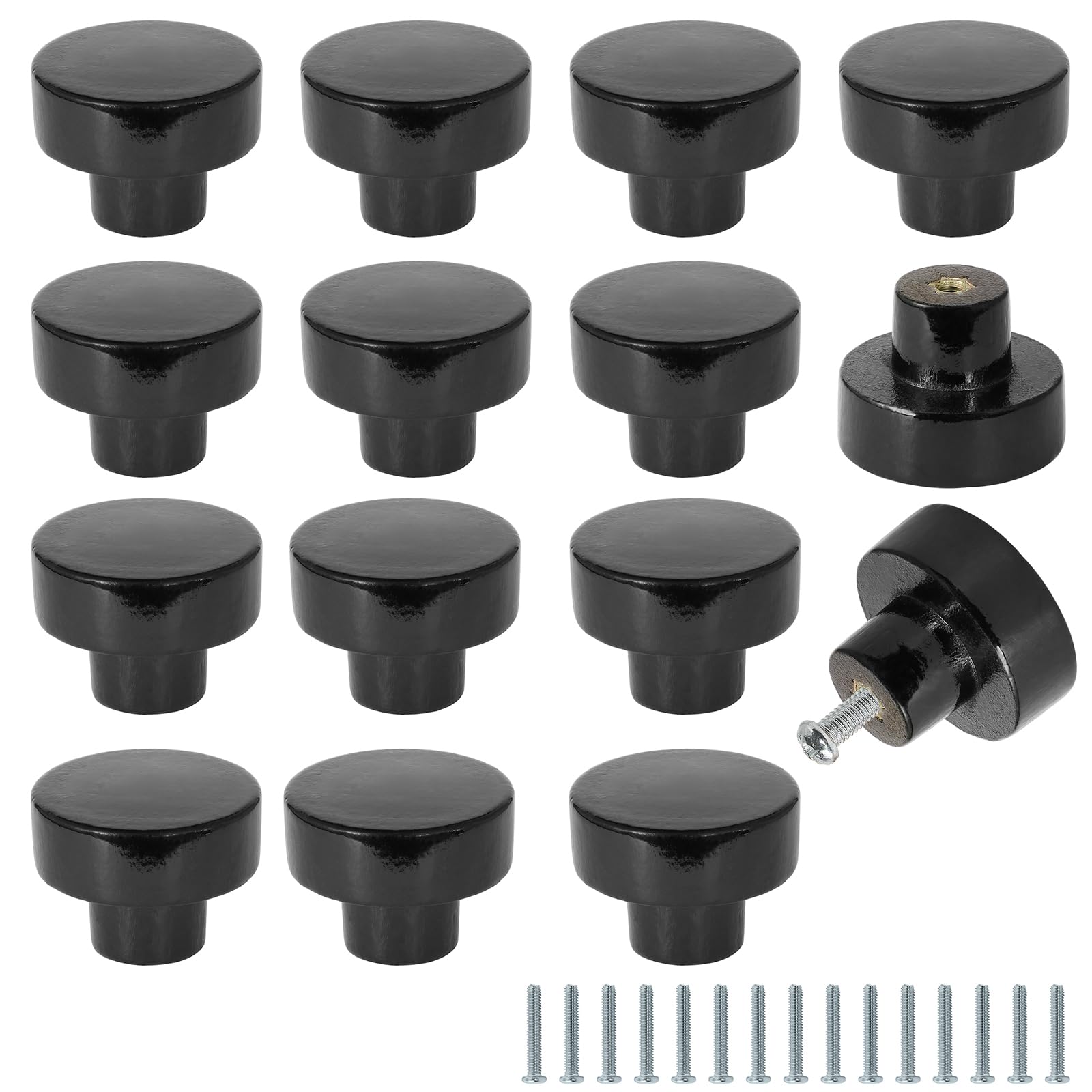 Boutons de tiroir vintage en bois noir FoDau770 pour commode et meuble de rangement de cuisine