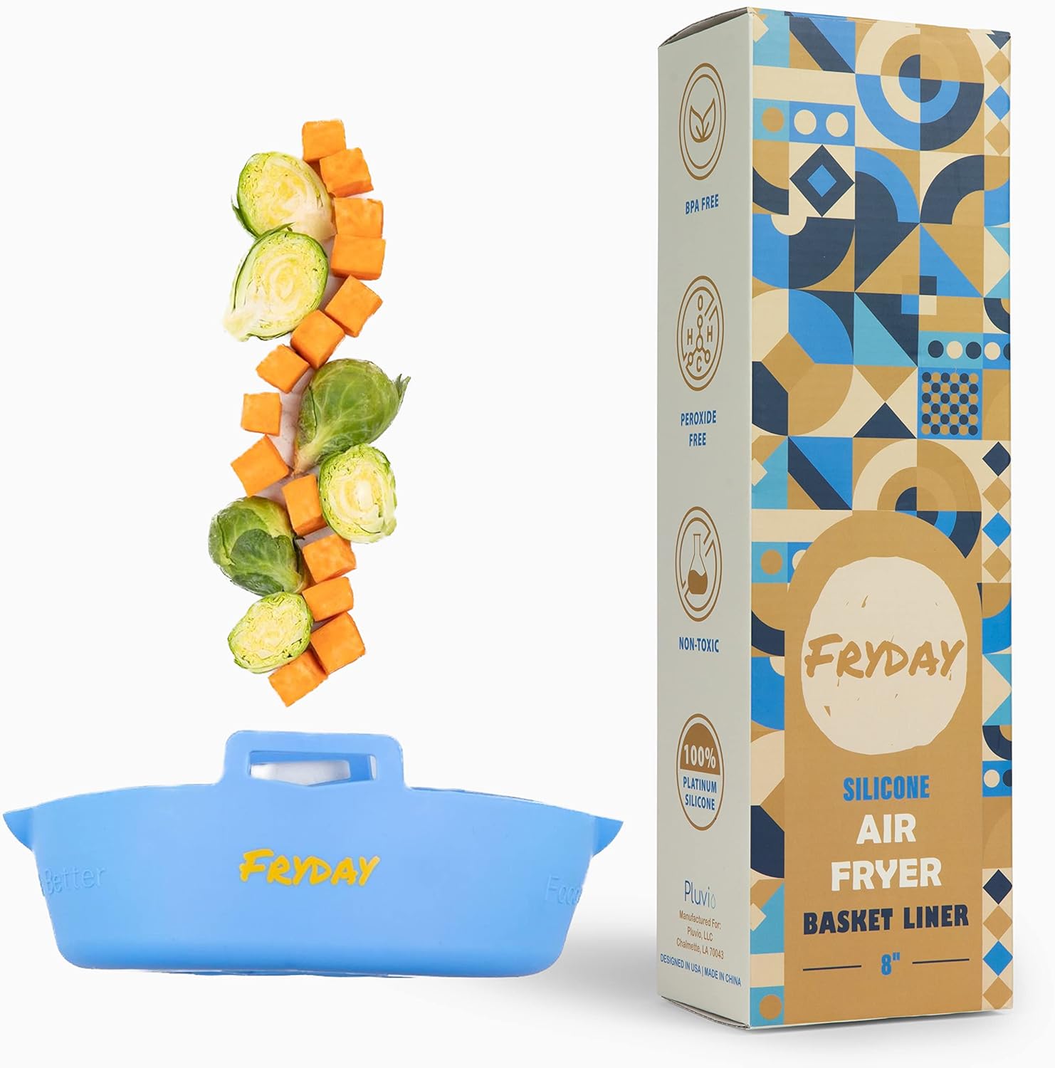 FRYDAY Platinum Silicone Air Fryer Liner 8” Air Fryer