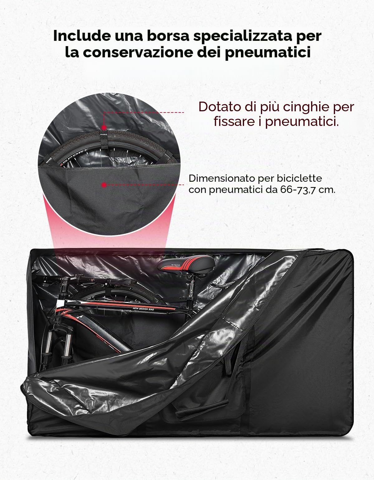 KEMIMOTO Borsa per Bicicletta Pieghevole da 26-29 Pollici, 900D Impermeabile Borsa per Il Trasporto della Bici, Borse da Viaggio della Bici per Ciclismo Viaggio Treno Aereo
