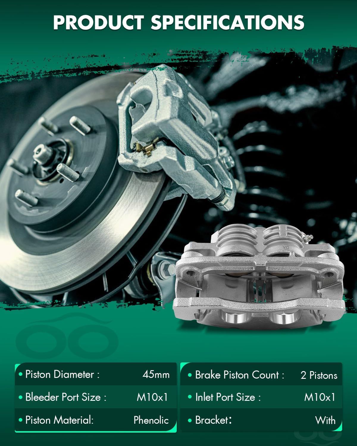 SCITOO 18B4799A Front Right Brake Caliper w/Bracket for Buick for Rainier,for Chevrolet for SSR/for Trailblazer,for GMC for Envoy,for Isuzu for Ascender,for Oldsmobile for Bravada,for Saab for 9-7x