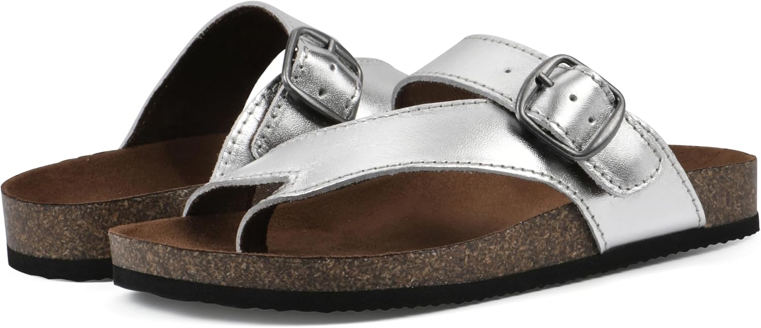 WHITE MOUNTAIN Carly Signature Comfort-Molded Footbed Sandal, Silver/Leather, 3 M - Image 3