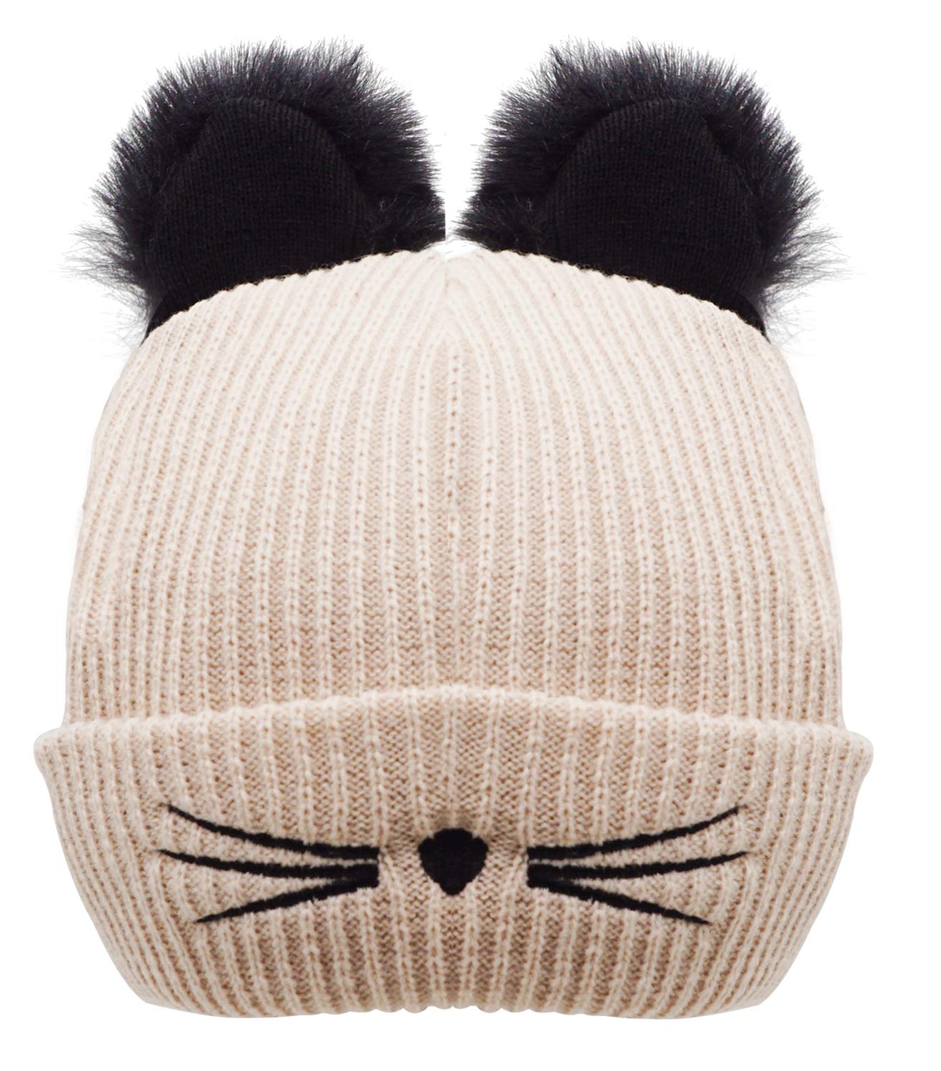 Bellady Winter Hats Cute Cat Ear Hat with Embroidered Warm Knit Crochet Ski Cap