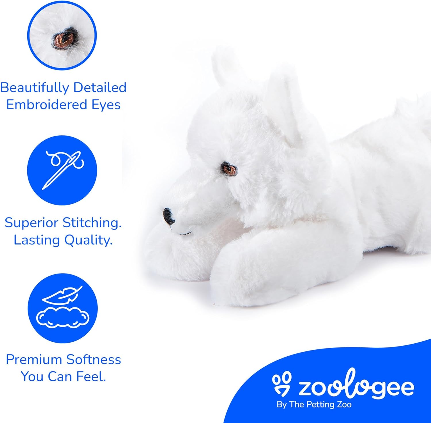 The Petting Zoo Arctic Fox Stuffed Animal Plushie, Gifts for Kids, Earth Keeperz Wildlife Animals, Zoologee White Arctic Fox Plush Toy, 10 inches