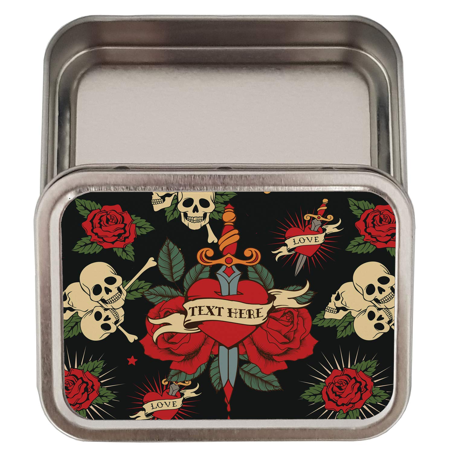 tobacco tin heart KRAFTYGIFTS Personalised Skull Heart 2oz Tobacco Tin | Baccy Storage | Pill  Box