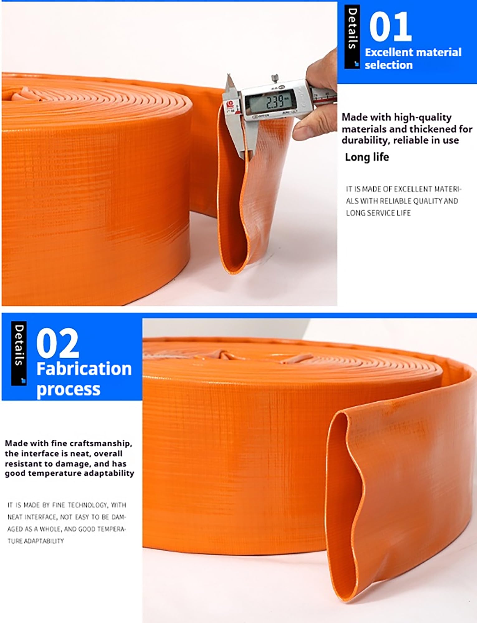 Tubo flessibile per pompa di scarico piatto in PVC agricolo, durevole per il trasferimento dell'acqua, il controlavaggio della piscina, l'irrigazione del giardino e lo scarico dello stagno