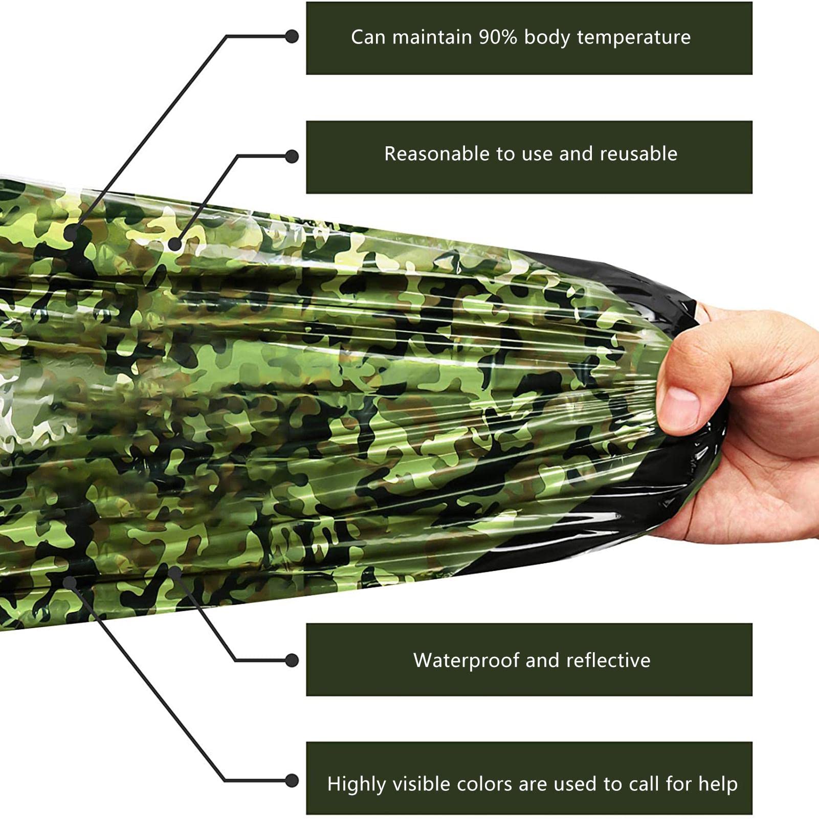 Sac de couchage de survie ultra-léger et réutilisable Sifflet - Sport & Plein air