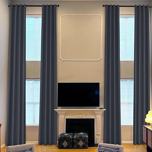 Miniatura 10 de Cortinas opacas extralargas de 132 pulgadas de largo con ojales en la parte superior, cortinas de oscurecimiento de la habitación, cortinas altas