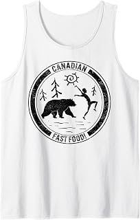 Camping Canadian Fast Food Running Man Bear Forest Design Te Tank Top