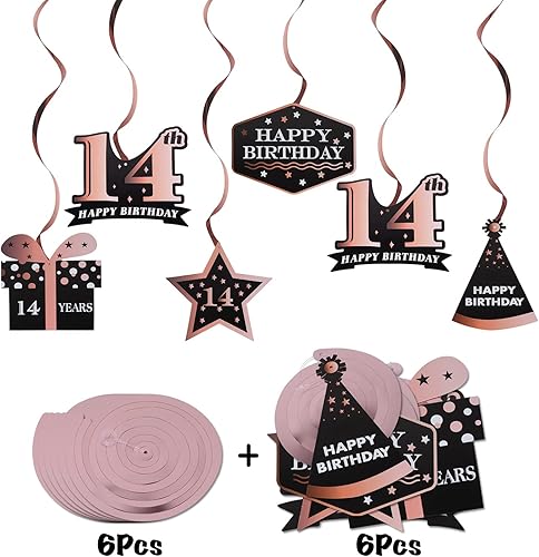 Miniatura 190 de LINGTEER Happy 65th Birthday Decorations Set - 12Pcs Black & Gold Swirls Streamer,Happy Birthday Bunting Banner,Cheers to 65 Years Old Bday Party