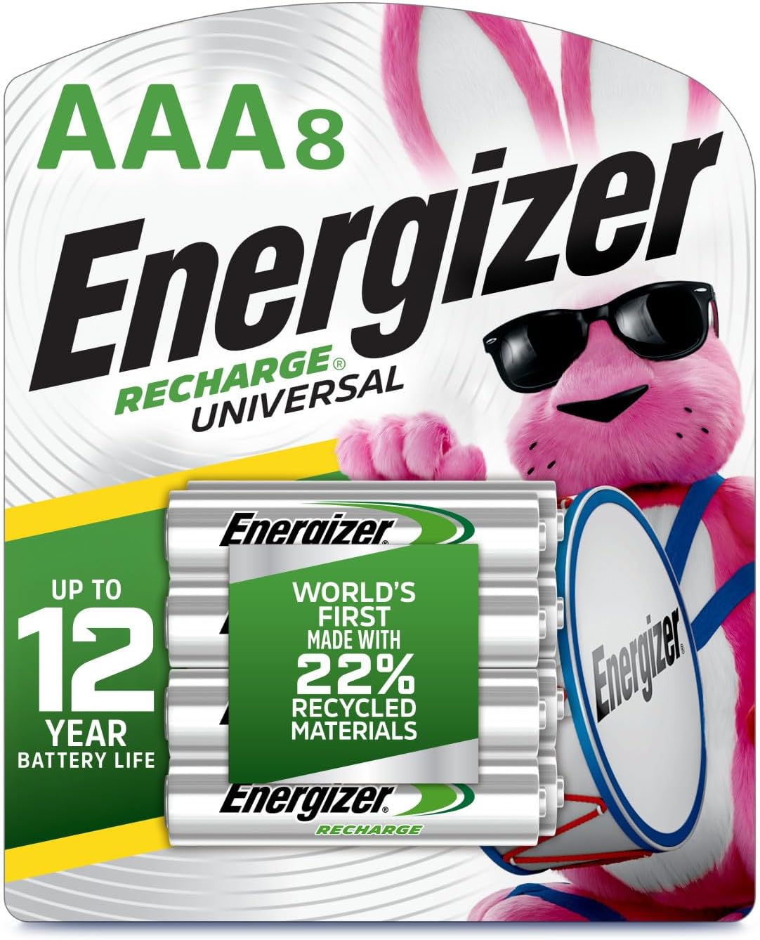 Rechargeable AAA Batteries, 700 mAh NiMH, Pre-charged, Chargeable for 1,000 Cycles, 8 Count (Recharge Universal)