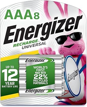 Energizer Recharge Universal Rechargeable AAA Batteries (8 Pack), Triple A Batteries
