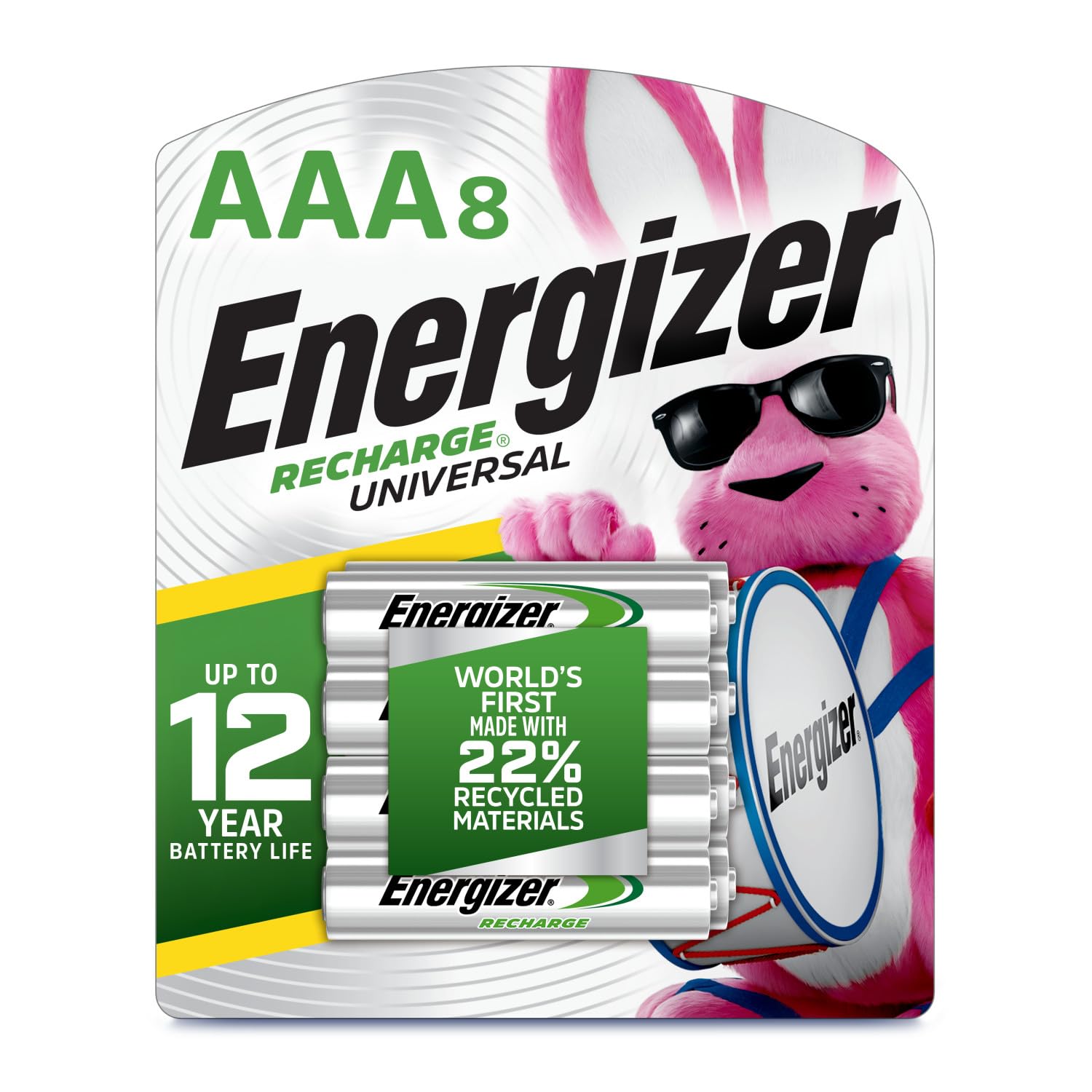 Energizer Rechargeable AAA Batteries, 700 mAh NiMH, Pre-charged, Chargeable for 1,000 Cycles, 8 Count (Recharge Universal)
