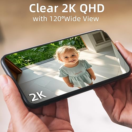 Miniatura 5 de Rraycom Cámaras de seguridad WiFi 5G2.4G inalámbricas para exteriores, batería 2K con detección de movimiento AI, alarma de sirena para el hogar,