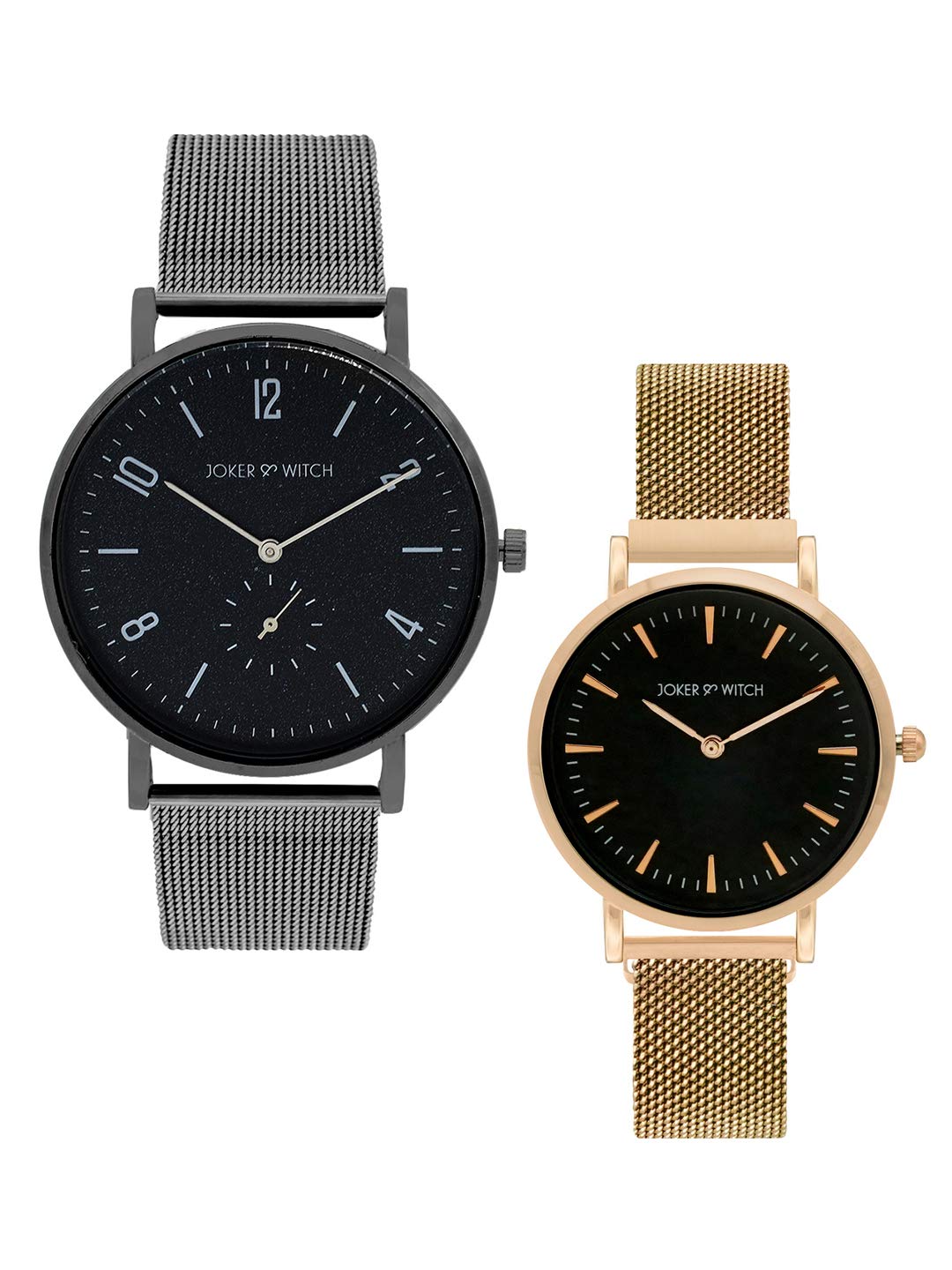 Joker & Witch Stainless Steel Eleanor & Park Couple Analog Black Dial Watch Gift Set For Men And Women, Band Color:Rose Gold (B08WWHHFJB) Amazon Price History, Amazon Price Tracker