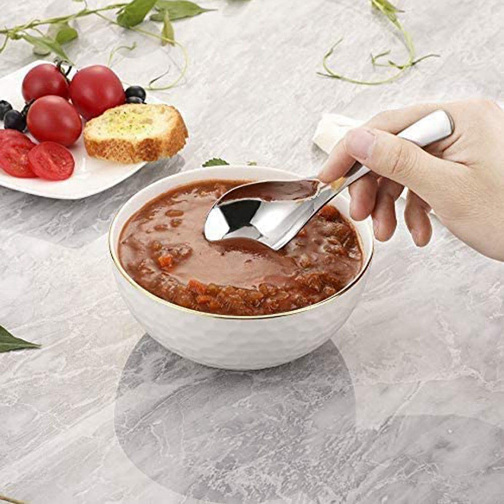 Paquete de 80 Cucharas de Sopa, Cucharas de Sopa de Acero Inoxidable, Cucharas de Mesa Gruesas y Pesadas