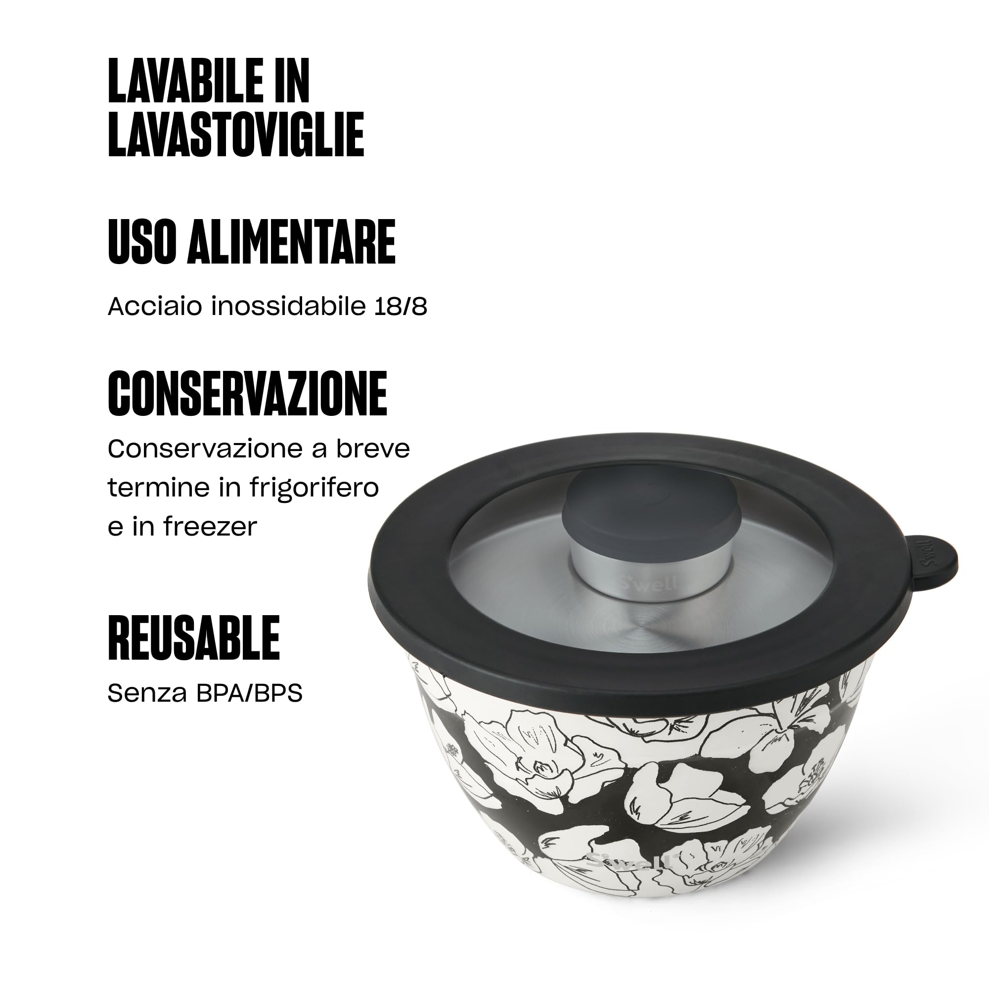 S'well Kit per insalatiera in acciaio inox, 1,9 litri, con contenitore per condimenti da 60 ml e vassoio rimovibile per l'organizzazione, a prova di perdite, facile da pulire, lavabile in