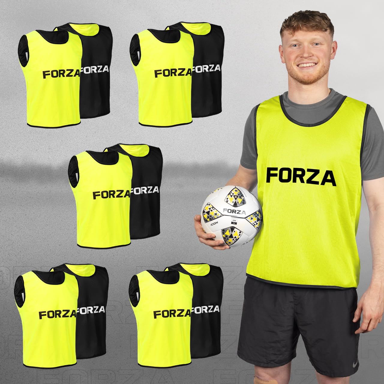 FORZA Pettorine Da Allenamento Reversibili | Pacco Da 5 – Ideale per squadre e Allenamenti