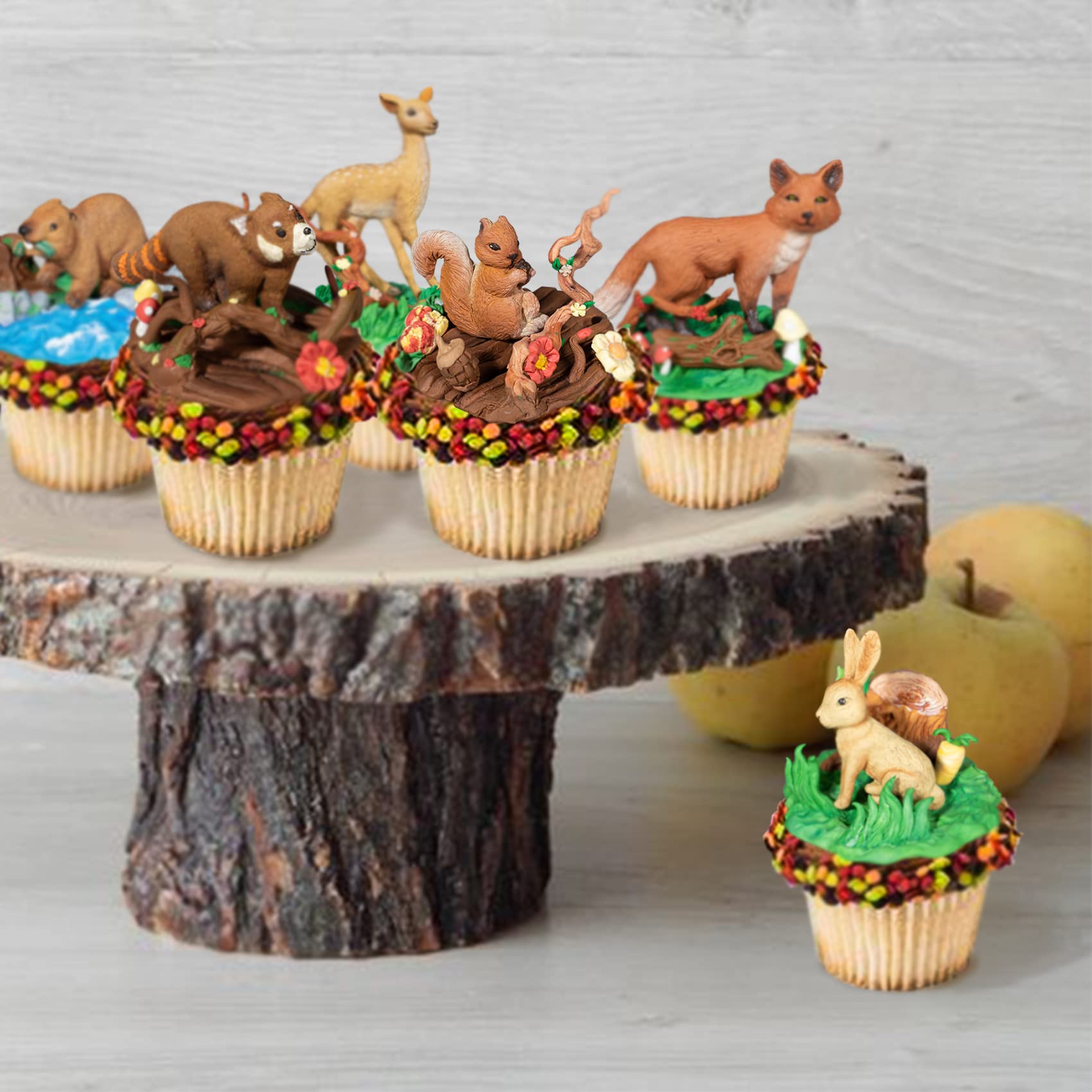 Toppers per torta di piccoli animali della foresta Scoiattolo, ippopotamo, zebra, giraffa, erbe, alberi da frutto per ragazzi Decorazioni per feste di compleanno per bambini  15