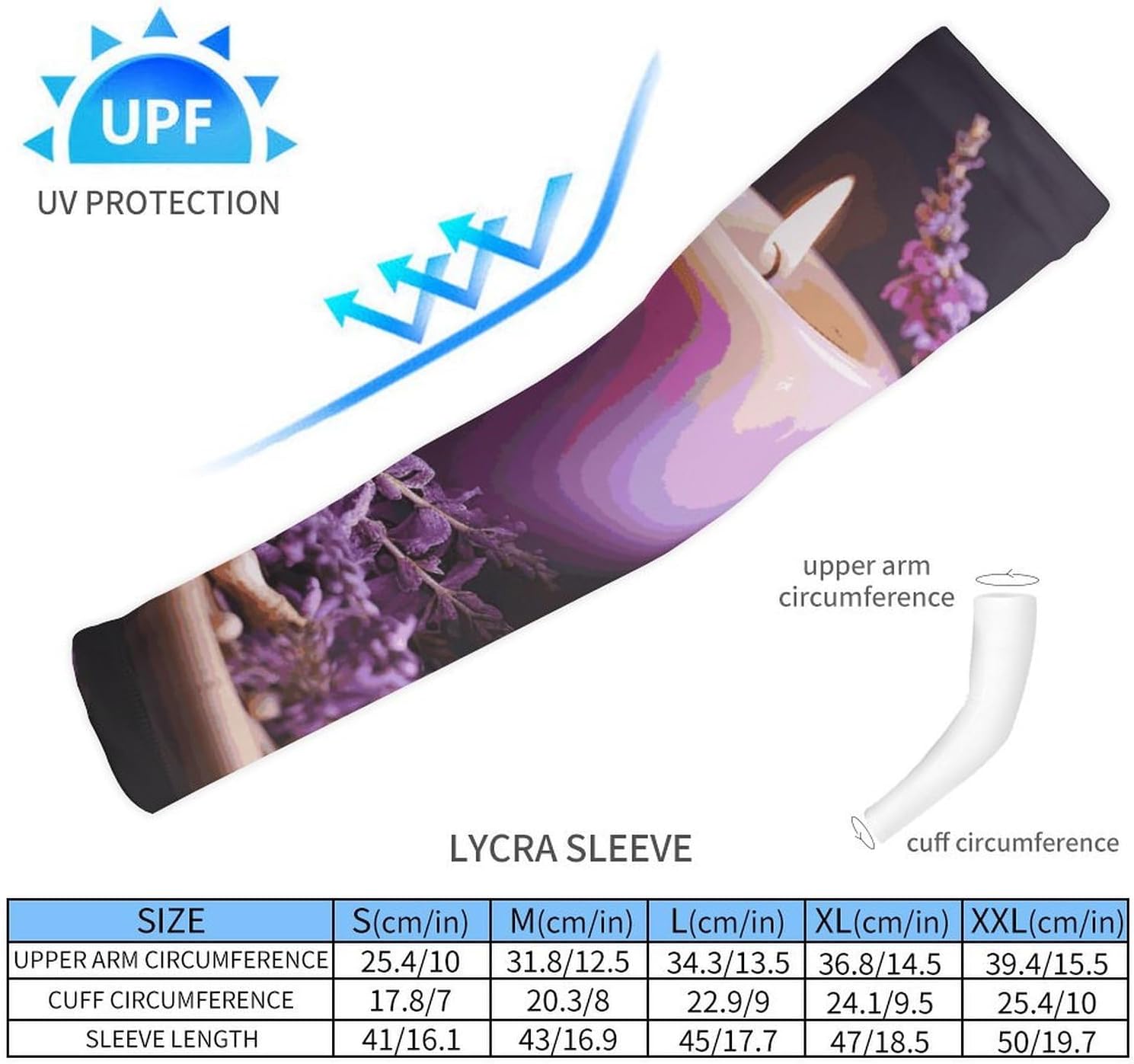 Purple Lavender with Candles Arm Sleeves for Men Women Sun Protection Sleeves Cooling Compression Arm Cover