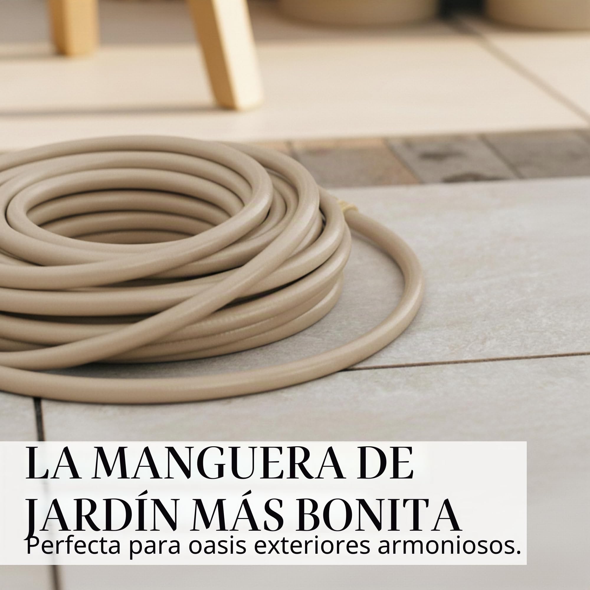 LIVLIG Manguera Jardin 20m – Manguera de Riego Flexible, 60% Reciclado, Resistente UV, Antitorcion, 1/2 Pulgada, Beige