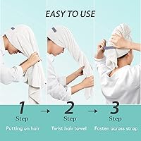 Vista 7 de YFONG Toalla Envolvente para Cabello Extra Grande para Mujeres, Toalla de Cabello de Microfibra Súper Absorbente para Cabello Rizado, Turbantes