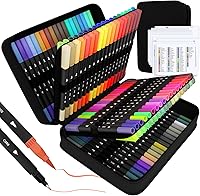 Vista 1 de Art - Proveedor de suministros artísticos, 110 marcadores de colorear para artistas, juego de marcadores de punta fina y pincel con estuche premium
