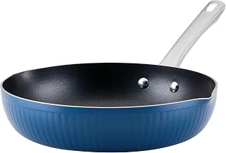 Style Nonstick Cookware Frying Pan/Skillet with Pour Spouts, Dishwasher Safe, 11.25 Inch - Blue