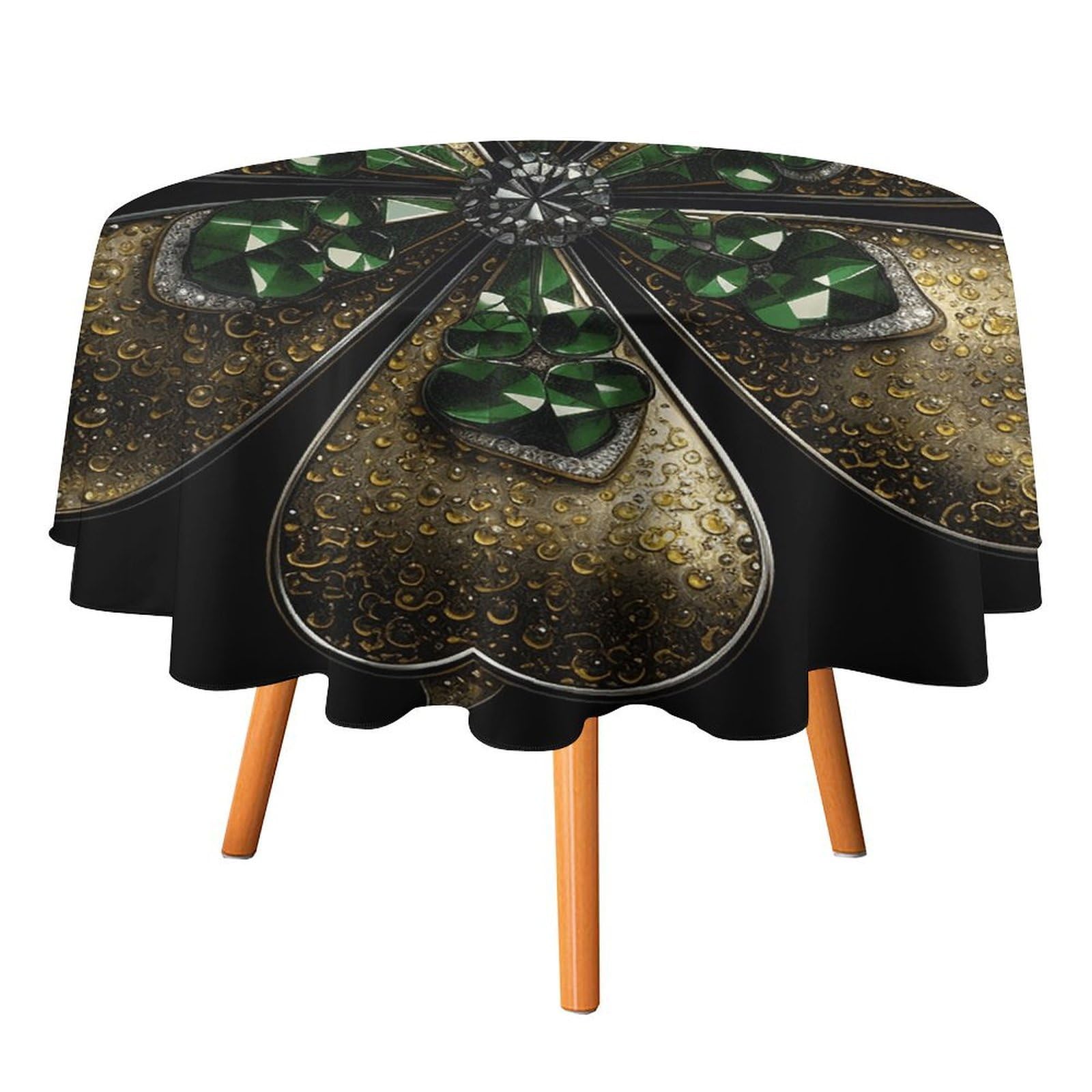 Fekiloot Style Golden Decoration Round Tablecloth - Heavy Duty And Washable,Polyester Decorative Fabric Table Cover,Tablecloths For Kitchen Dining, Wedding, Birthday Party70x70in