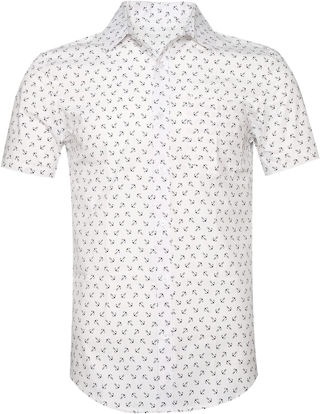 Men's Casual Short Sleeve Printing Pattern Button Down Shirt