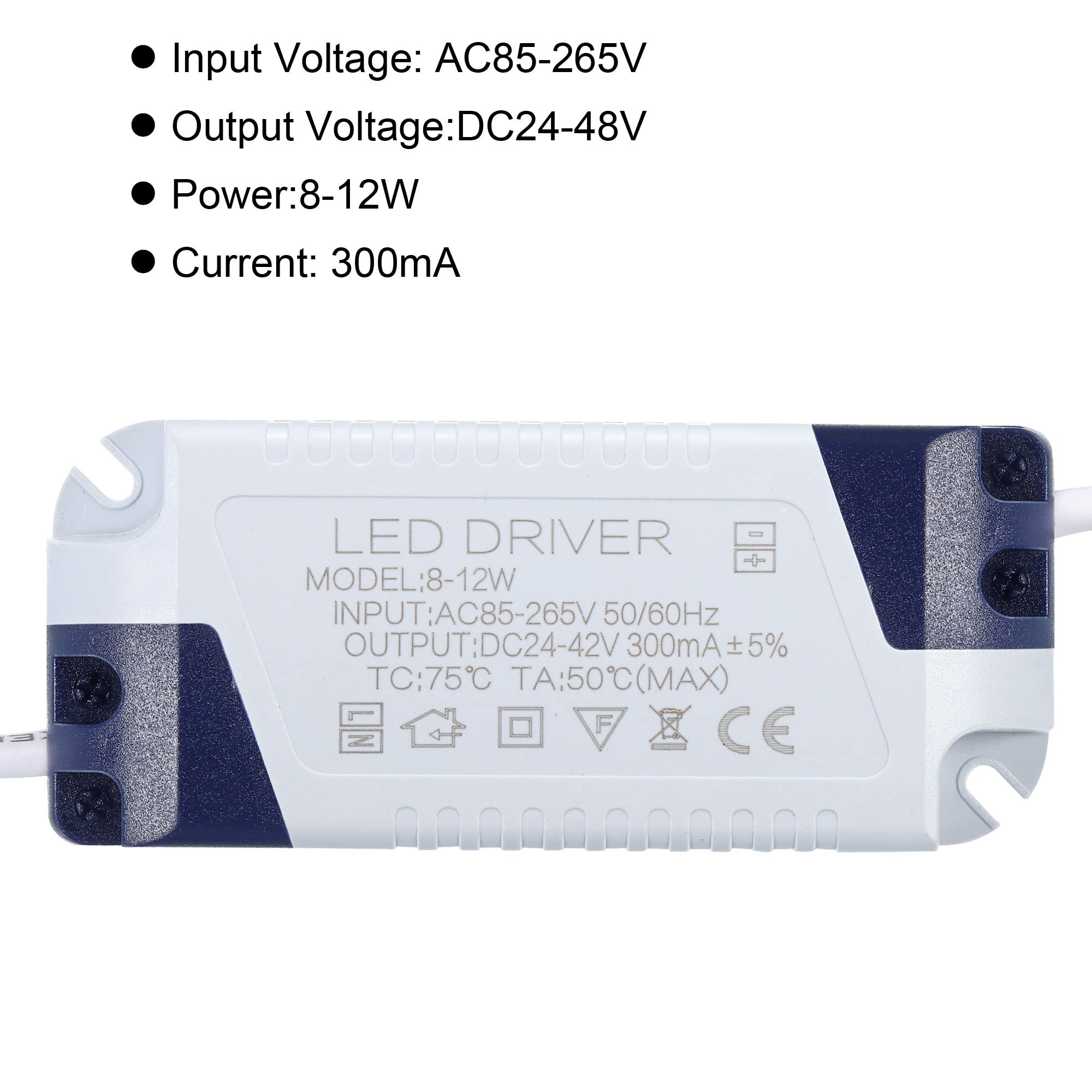 PATIKIL Napęd LED 8-12 W 300 mA, wyjście AC 85-265 V 24-42 V DC żeńskie złącze stały prąd zaczerwienienie transformator zewnętrzny zasilacz LED lampa sufitowa