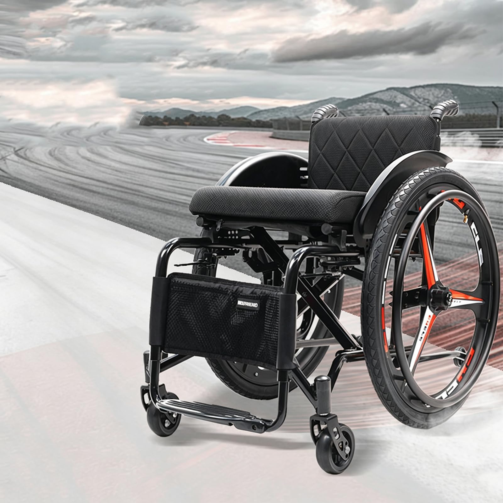 Wózek Inwalidzki Sportowo-Rekreacyjny Dorosłych Ze Stopu Aluminium SeatWidth:42Cm | Wyposażony W Kółka Antywywrotne, Hamulce Ręczne, Tylne Koła Z Systemem Szybkiego Demontażu Oraz Regulowaną Wysokość Siedziska