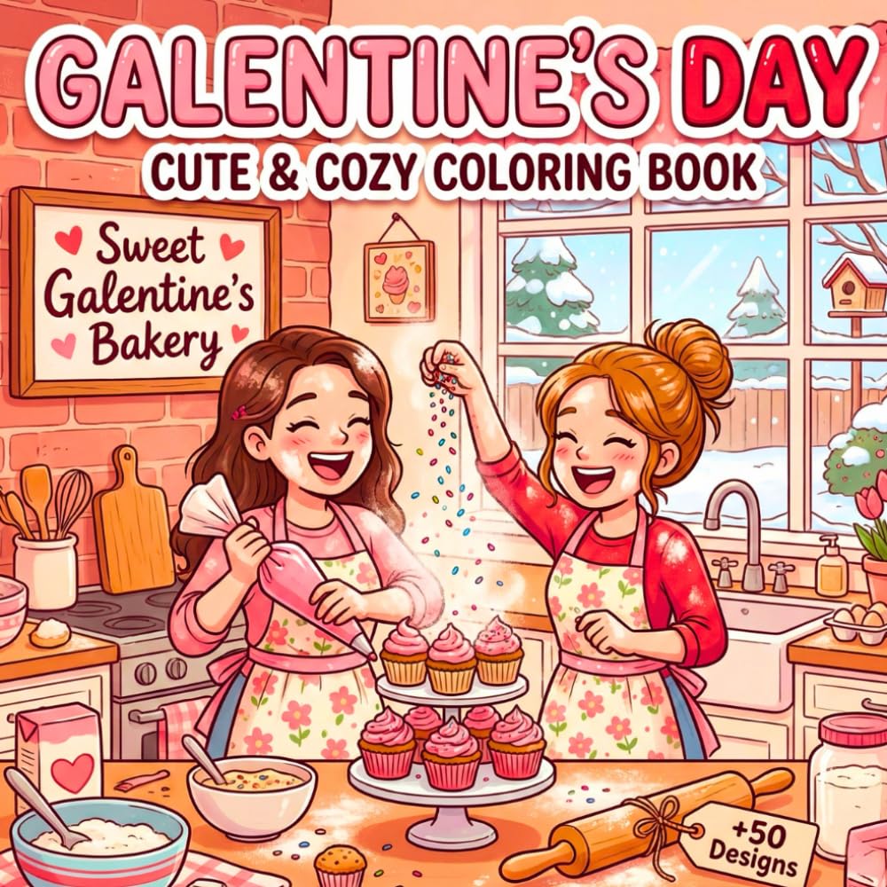 Galentine’s Day: Cute Friends & Cozy Vibes Coloring Book for Adults & Teens Happy Moments, Fun Adventures & Relaxing Pages for Mindfulness & Calm
