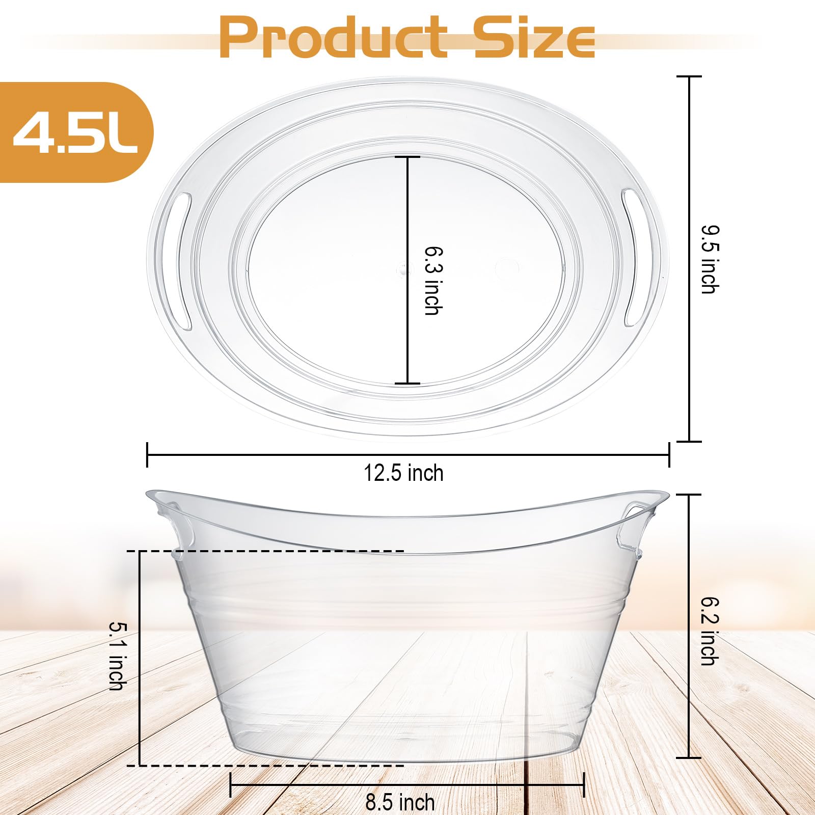 Geelin 12 cubos de hielo de plástico transparente para vino, champán, vino, cerveza, enfriador, fiestas, contenedor ovalado de almacenamiento con 3 cucharas de hielo para cóctel (transparente)
