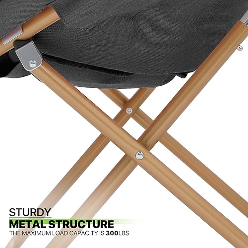 Miniatura 9 de Magshion Silla platillo con reposacabezas extraíble, silla plegable de luna para adultos, asiento de lectura cómodo de gran tamaño para dormitorio,