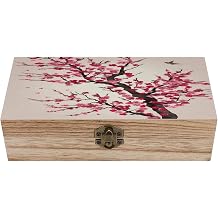 Blooming Cherry Tree Wooden Storage Box Exquisite Crafts DIY Storage Jewelry Box Personalized Vintage Wood Box with Lid for Art Stash Keepsake Wooden Gift Boxes