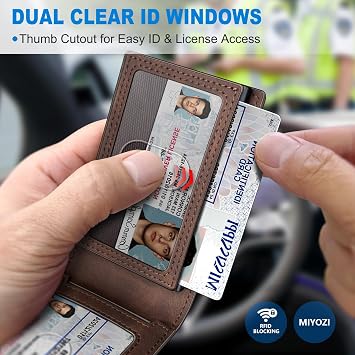 miyozi Wallet for Men, Pop Up Card Holder with RFID Blocking, Minimalist Slim Bifold Wallet with 9 Card Slots, 2 ID Window and Magnetic Money Clip, Metal Flip Case with Magnetic Closure, Gift Box