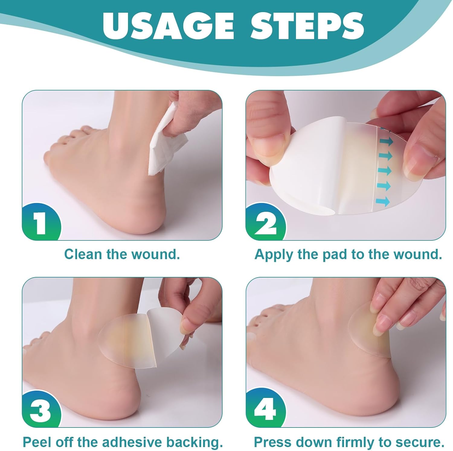 60pcs Hydrocolloid Blister Bandages,Gel Blister Bandages for Feet,Waterproof Blister Pads for Feet, Heel,Toe,Blister Prevention & Recovery, Blister Cushions with 4 Shapes - Image 4