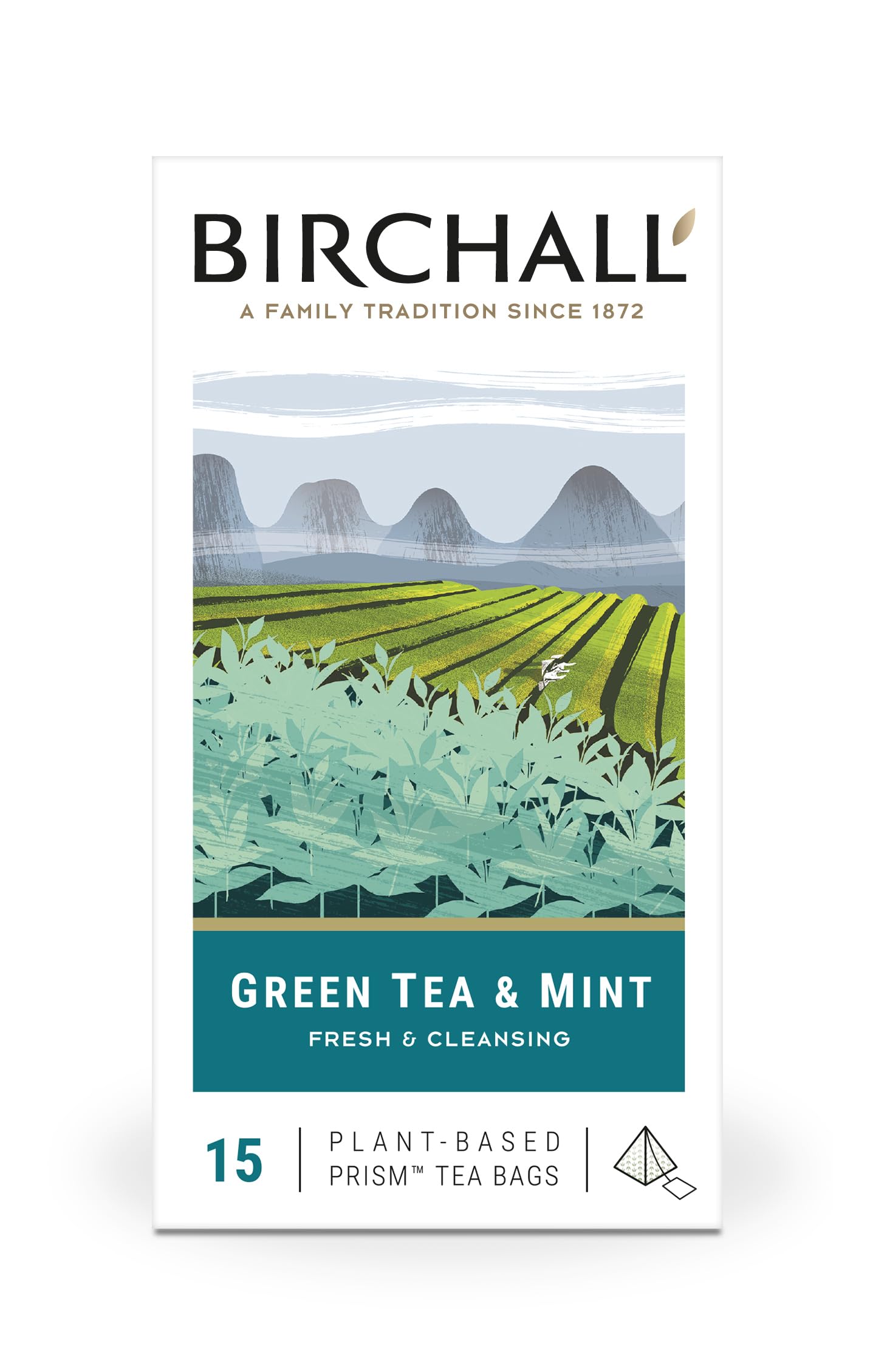Green Tea & Mint - 15 Prism Tea Bags, Plant-Based & - Gluten-Free - Refreshing Blend of Green Tea and Peppermint Leaves