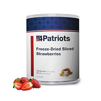 4Patriots Freeze-Dried Sliced Strawberries #10 Can Designed to Last 30 Years, 18 Servings