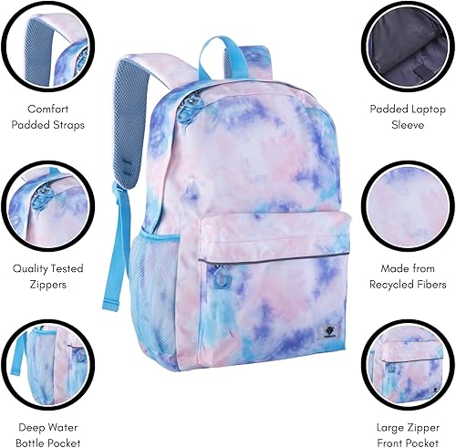 Miniatura 2 de Fenrici - Mochila para niñas, niños y adolescentes, mochila reciclada para laptop, de 16 x 13.5 pulgadas, Computadora portátil, 16", Tie Dye rosa