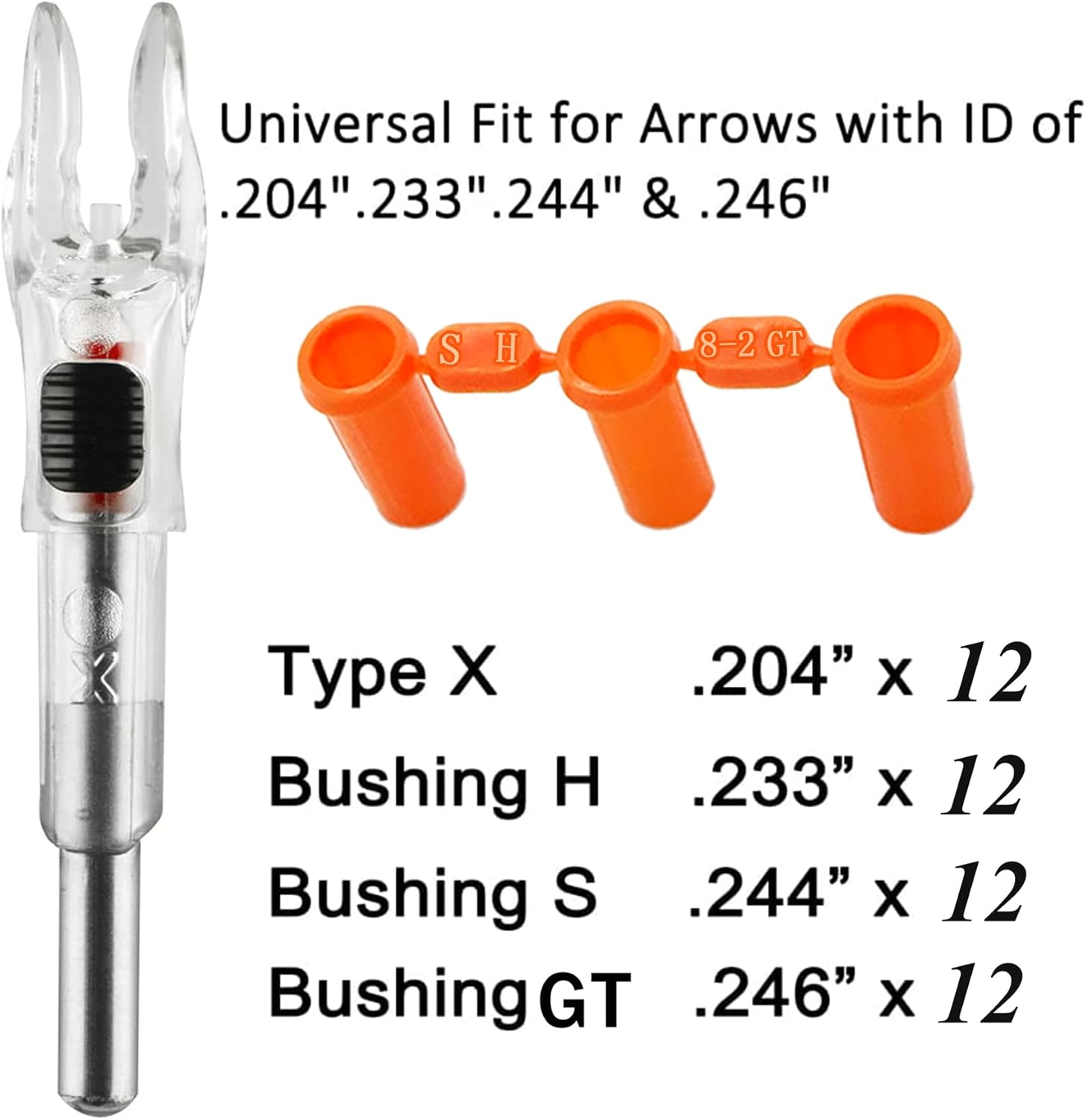12 Pack X Lighted Nocks Universal Fit for Arrows with ID .204/.233/.244/.246 Light Up Nocks with ON/Off Switch for Archery Hunting