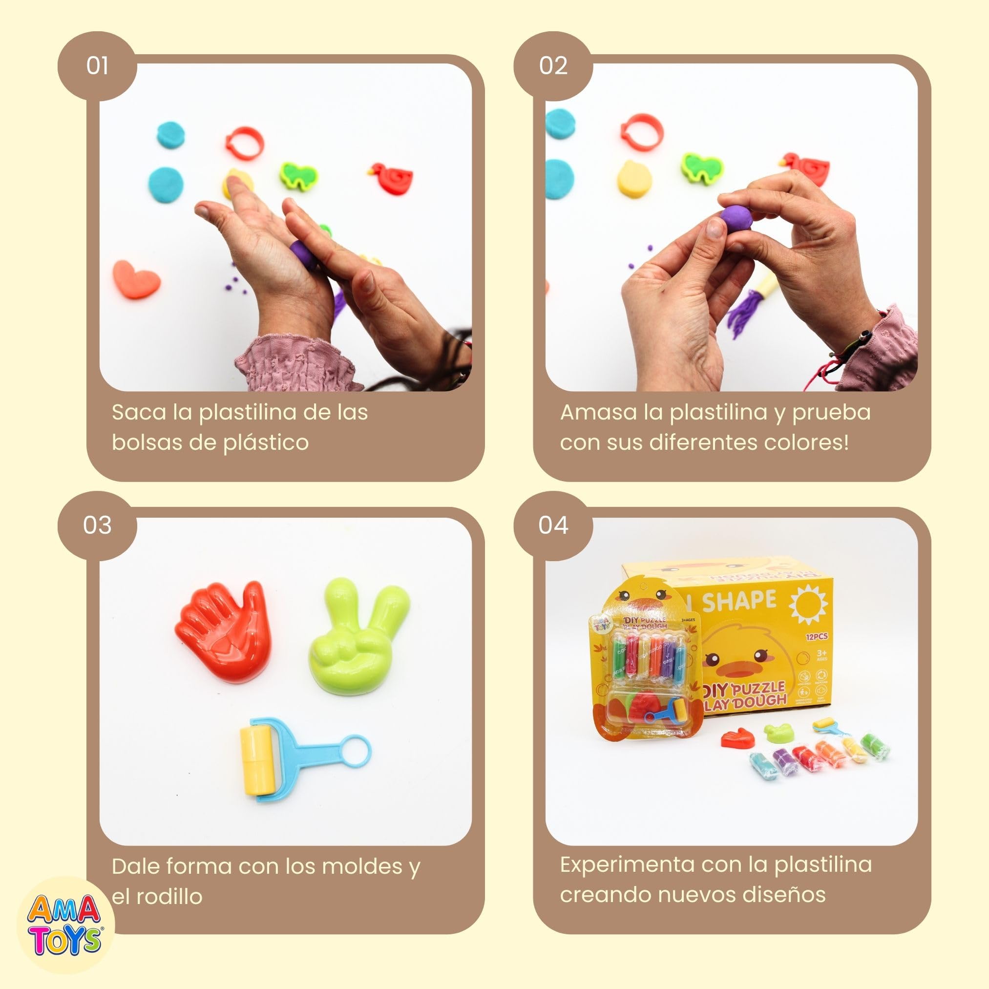 Plastilina con Moldes para Niños - Pack de 12 - AMATOYS - Mini Kit de Manualidades para Cumpleaños, Piñatas, Colegio y Detalles Fin de Curso - Regalitos para Invitados (Pato) — view 8